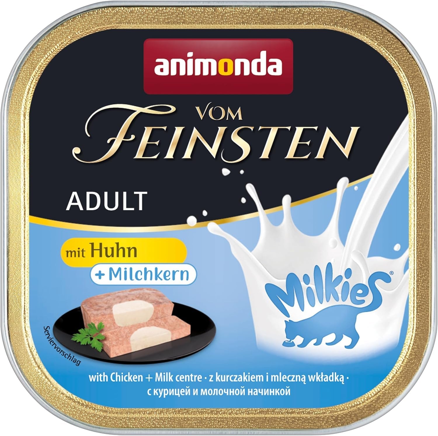 animonda Vom Feinsten Voksen kattefoder, Nassfutter für ausgewachsene Katzen, med kylling + mælkekerne, 6 x 100 g