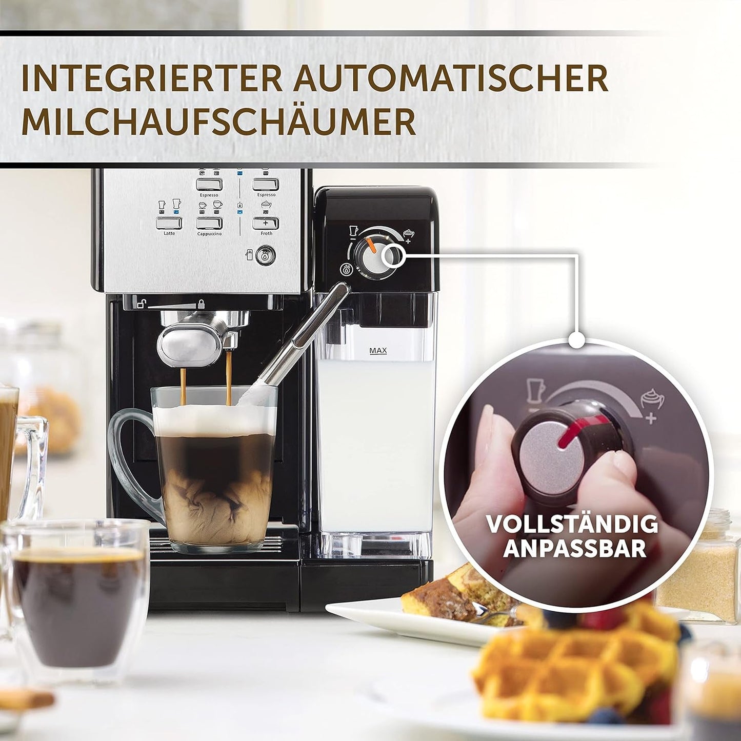 Espresso Breville Prima Latte II | Latte og cappuccino maskine | Professionel pumpe med 15 bar og mælkeskummer | Sølv [VCF108X]