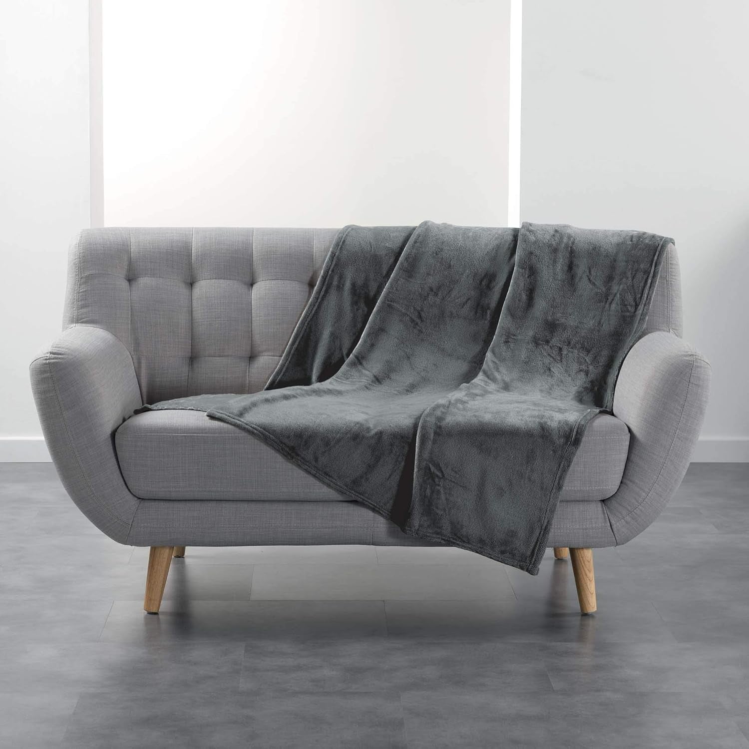 Douceur D'Intérieur Flanou Plaid, Polyester, Grå, 125 X 150 Cm Dyner og dyner Naty Shop Grå