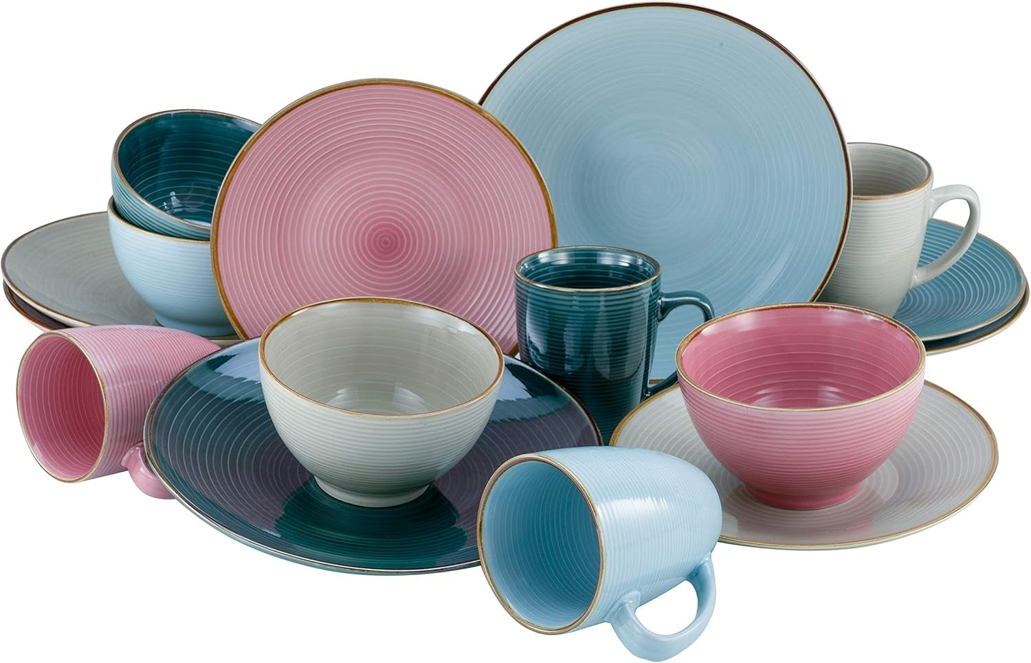 CreaTable, 22506, COSY DAY-serien, 16-delt porcelænssæt til 4, Porcelænskombinationsservice, Tåler opvaskemaskine og mikroovn, Kvalitetsfremstilling