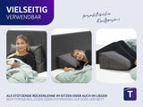 Læsepude Traumnacht Cosy Rygpude, 70 x 40 cm mørkegrå, aftageligt og vaskbart betræk af 100% polyester, praktisk sidelomme, Øko-Tex certificeret, produceret efter tyske kvalitetsstandarder