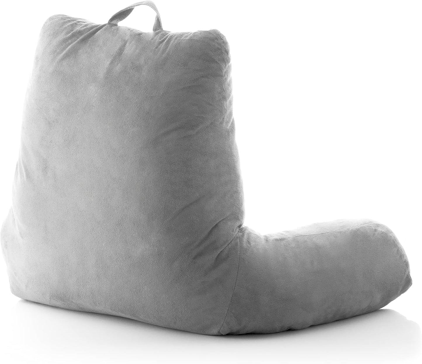 InnovaGoods Huglow læsepude med armlæn til sofa, seng og tæppe, læsepude med lændestøtte og bærehåndtag, ergonomisk, forebygger ubehag og smerter, grå