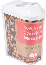 keeper hældeboks til tørre forsyninger, trinløst justerbart doseringslåg, plastik, 500 ml, 8 x 4,5 x 15 cm, Paola, hvid Madopbevaringsbokse Naty Shop 500 Ml
