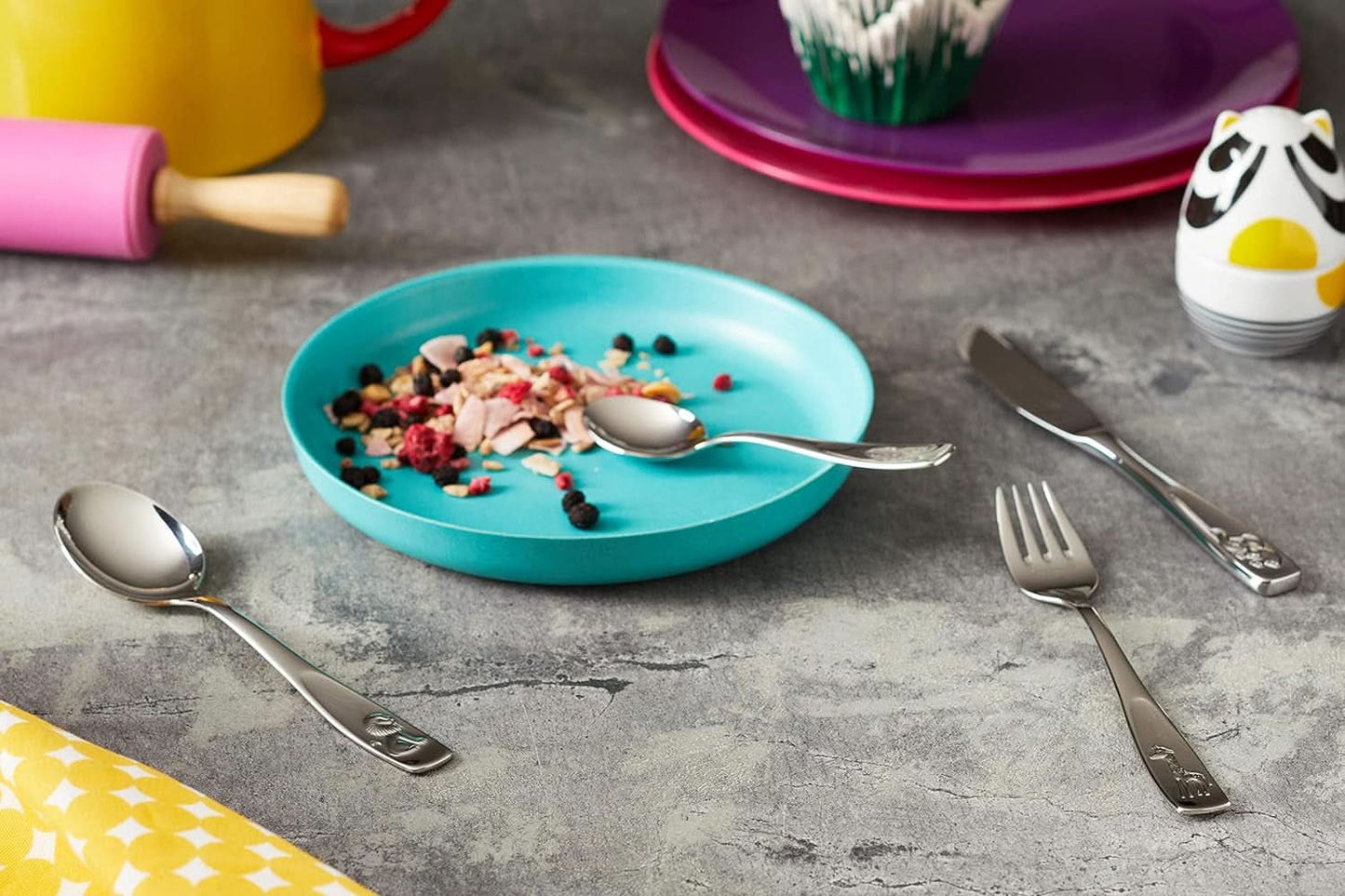 WMF Animals bestiksæt i rustfrit stål til børn, 4 dele, poleret Cromargan Kitchen Naty Shop