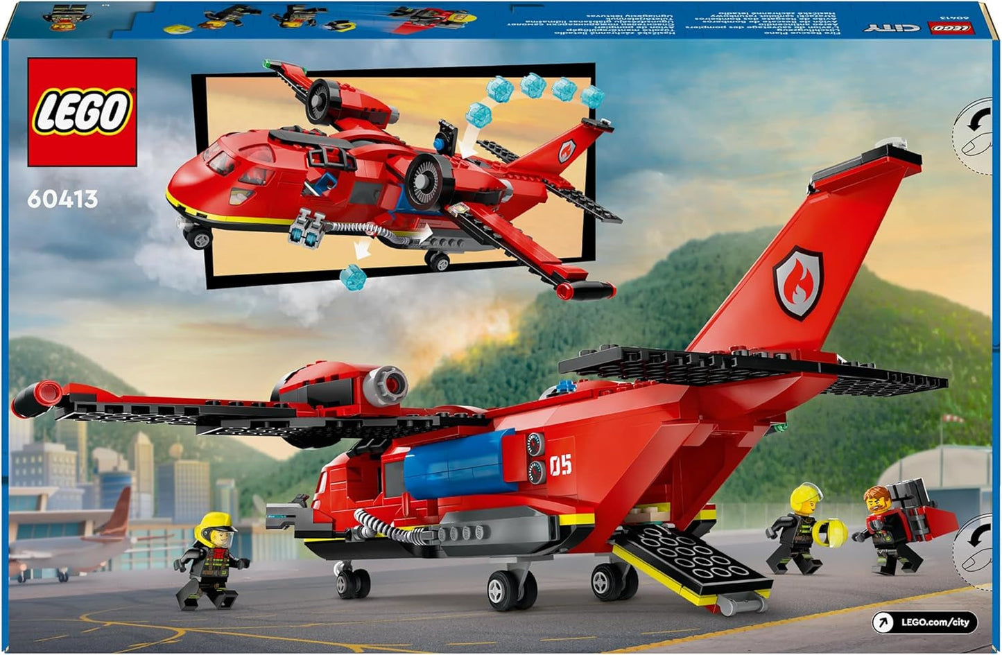 LEGO City Brandslukningsfly, Børnelegetøjsfly brandmandssæt, byggesæt med 3 brandmandsfigurer og branddekoration, fremragende gaveidé til drenge og piger fra 6 år 60413 Byggesæt Besuche den LEGO-Store