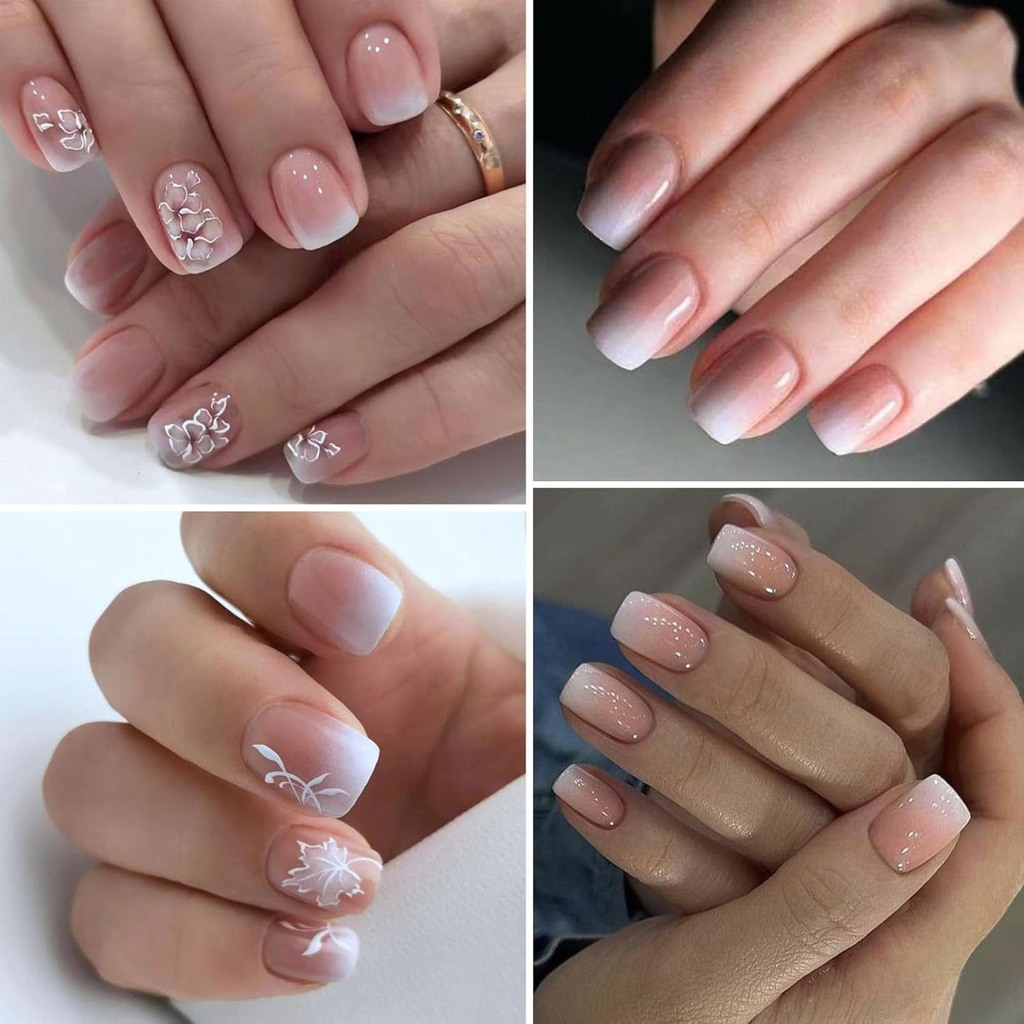 240 stk. Korte falske neglesæt - Korte naturlige kunstige falske negle til lim på - Nude Gradient Kunstige negle til Box Nail Extensions (Nude Gradient)