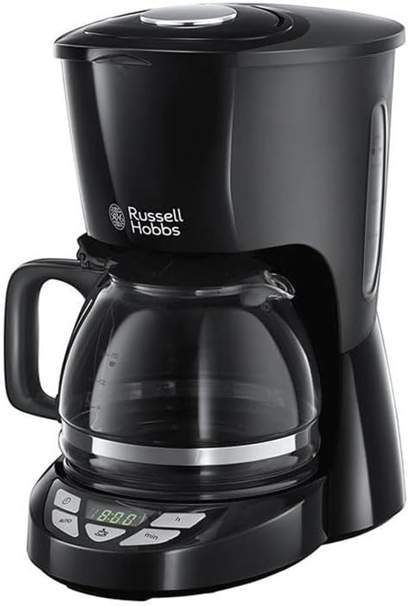 Russell Hobbs kaffemaskine [Digital timer, brusehoved for optimal udsugning og aroma] Teksturer+ (1 til 12 kopper, 1,25 l glaskaraffel, varmeplade, anti-drypsystem) Filterkaffemaskine 22620-56