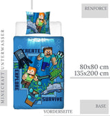 Minecraft Sengetøj Kinderbettwäsche Jugendbettwäsche 135X200 · Unterwasserwelt · Wende Motiv · Kissenbezug 80X80 + Bettbezug 135X200 Cm · 100% Baumwolle · Deutsche Größe Naty Shop