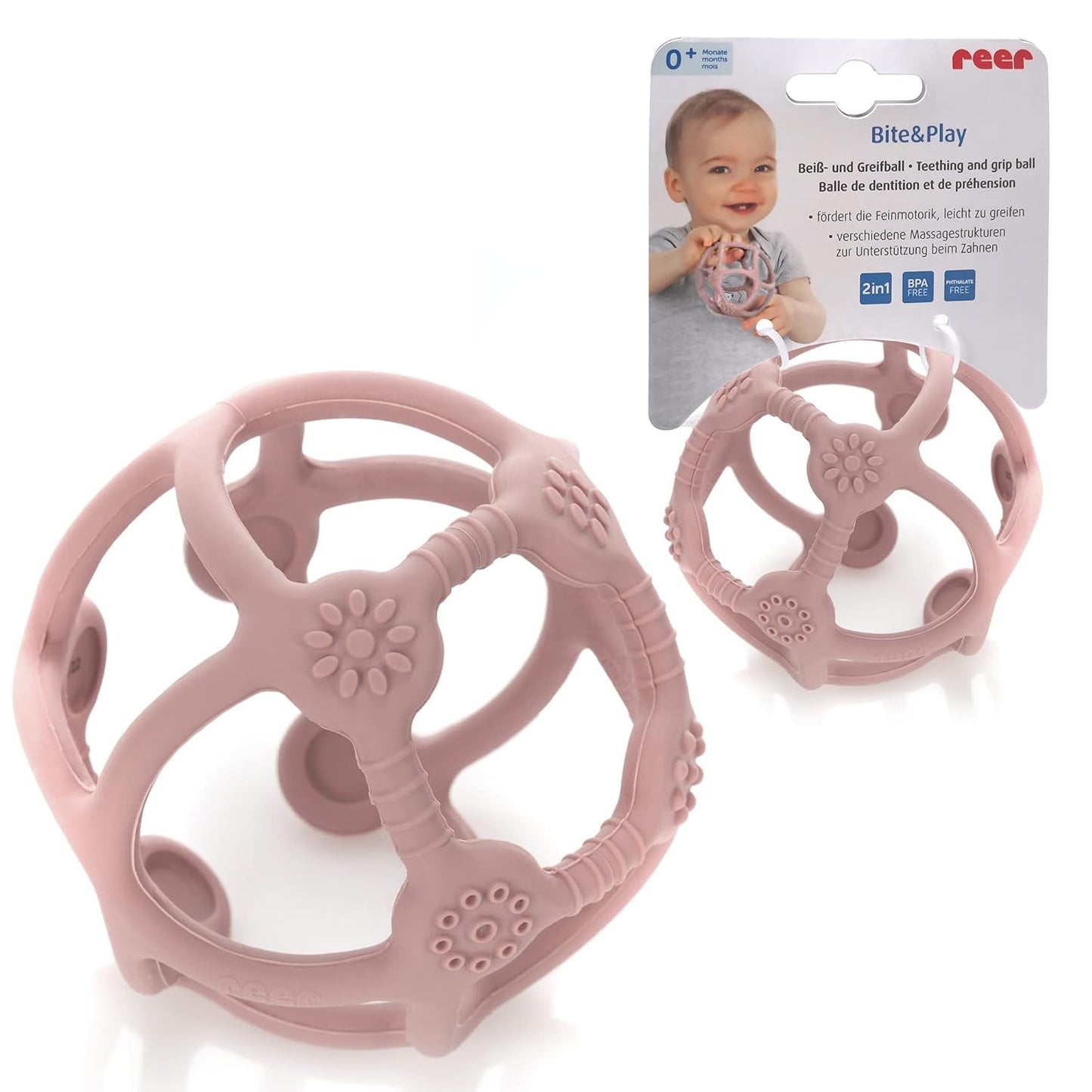 Reer Bite&Play Baby-biderbold og -fanger, bidering og legetøj til småbørn, fantastisk gave