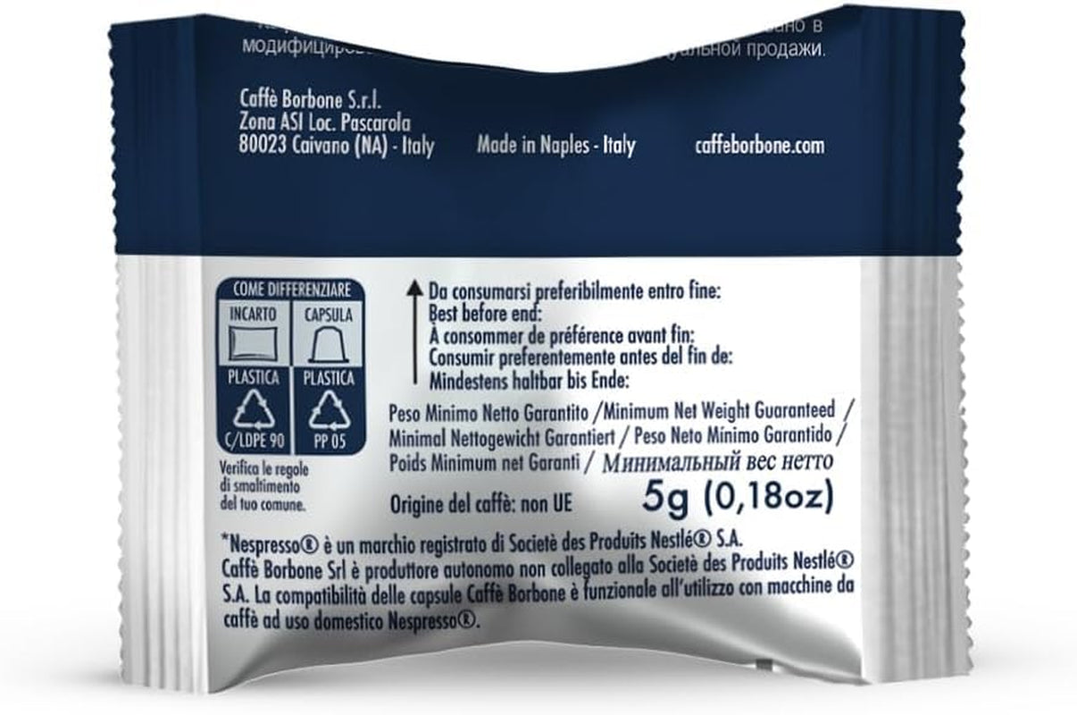 Caffè Borbone Respresso, Light Coffee Mixture, 50% Weniger Kaffein as die Blue Mischung - 50 Kapseln - Kompatibel med Nespresso®* Haushalts-Espressomaschinen