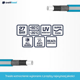 Cellfast Ideal haveslangesæt, robust, fleksibel, 4-lags, sprinkler, UV- og algebestandig, Reach-teknologi, 27 bar, -20/+60° kortvarig, 1/2 tomme, 20 m