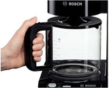 Bosch Styline TKA8013 filter-espressomaskine, aromasensor, 1,25 l aromakonserverende glaskaraffel, 10-15 kopper, automatisk sluk, afkalkningssystem, anti-drypsystem, roterende filterholder, 1160W, sort