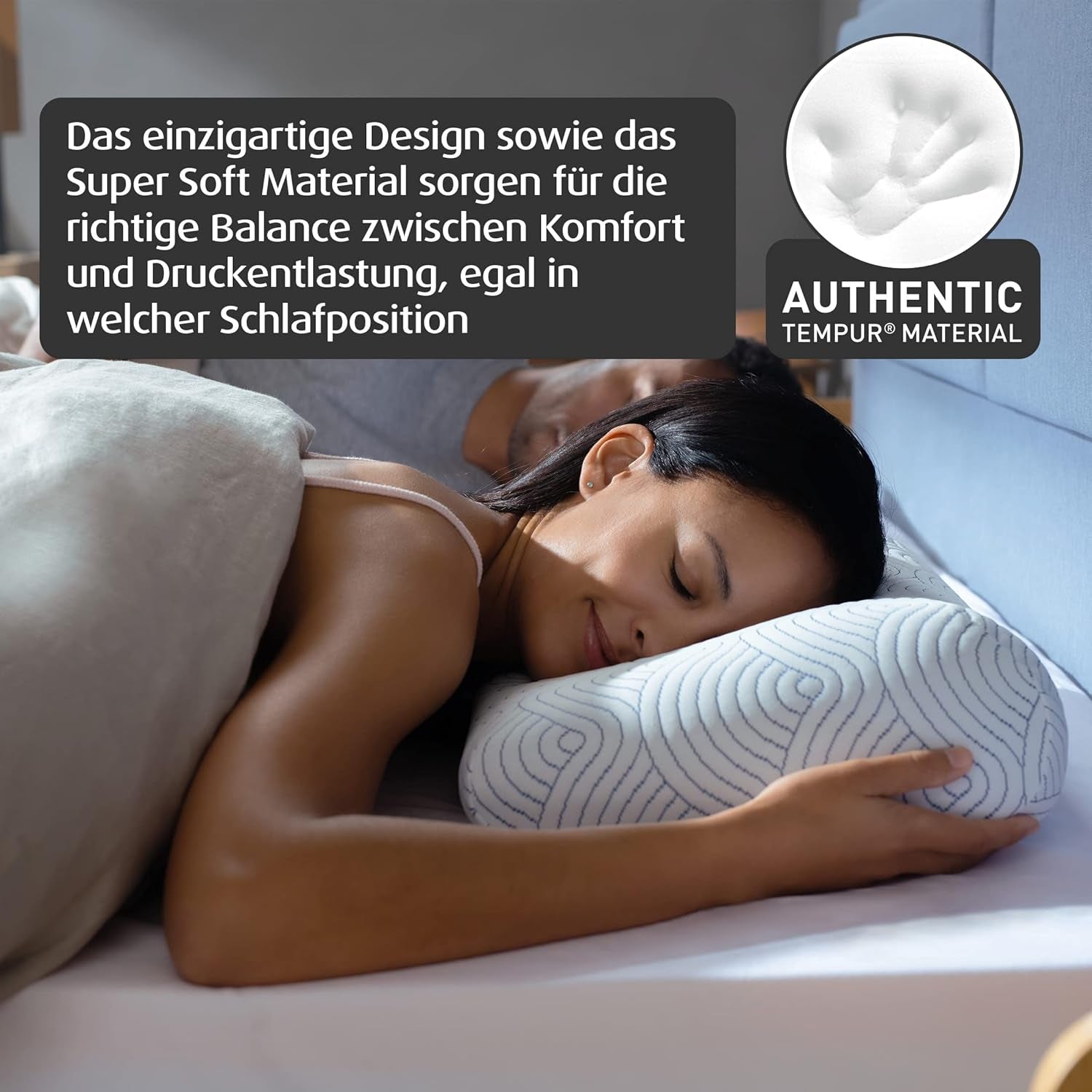 TEMPUR EASE Memory Foam Sovepude, Ergonomisk Nakkestøttepude til enhver sovestilling, Fast støtte, 50 X 31 X 10/5 cm, Hvid Naty Shop Standard Puder