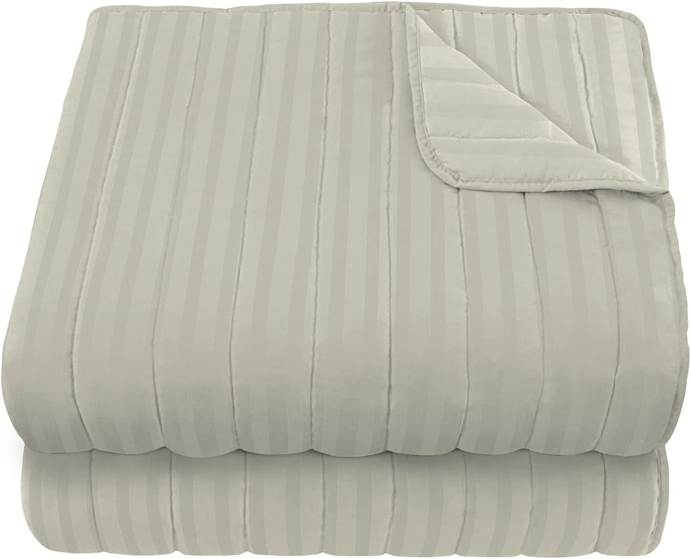 Sommerdyne Satinstriber, polyester, creme, 260X250 Cm Dyner og dyner Naty Shop