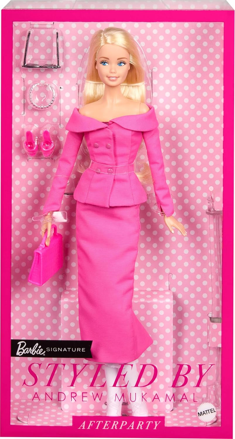 Barbie Signature gestylt af Andrew Mukamal Modepuppe, Sammlerstück med 3 Looks für Day and Abend sowie Accessoires, inclusie mit Ständer, JBH81