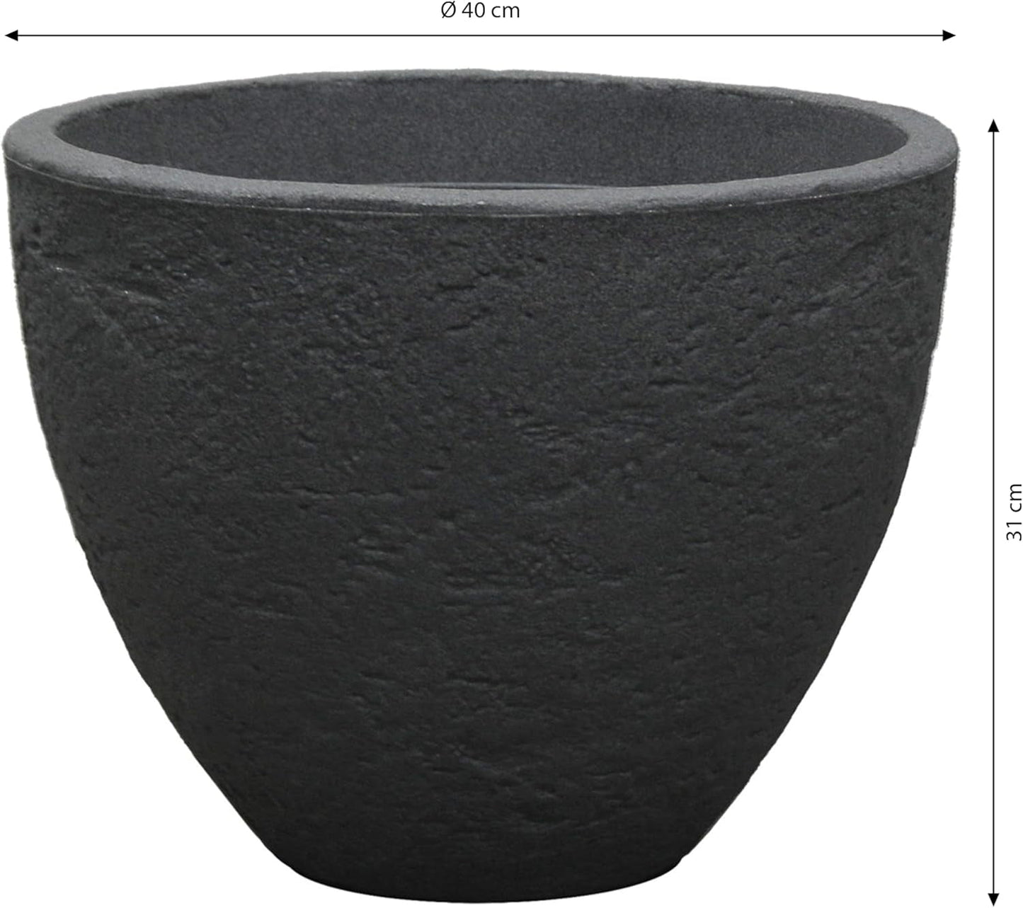 Dehner Stenpotte, Ø 40 cm, højde ca. 31 cm, plast, antracit