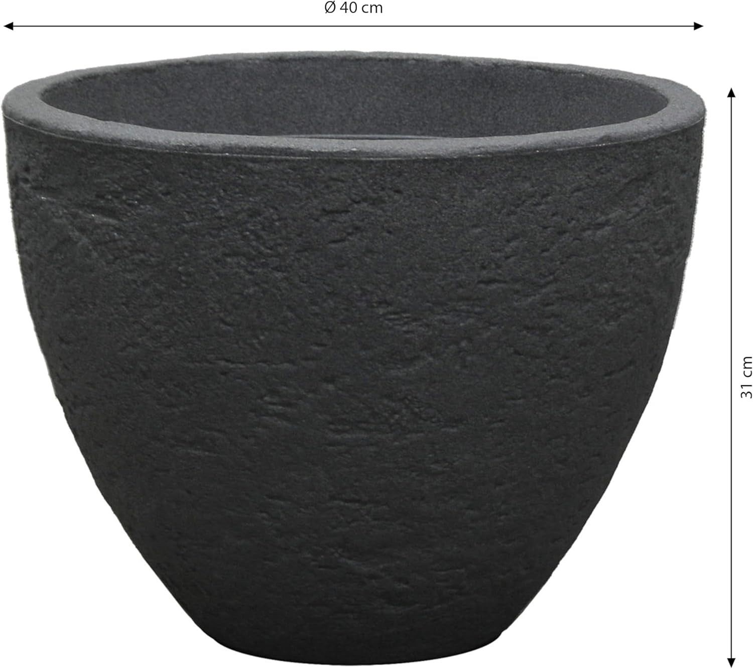Dehner Stenpotte, Ø 40 cm, højde ca. 31 cm, plast, antracit