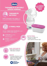Chicco, bærbar elektrisk brystpumpe, 5 intensitetsniveauer, 150 ml Mad og ammetilbehør Bebe Naty Shop