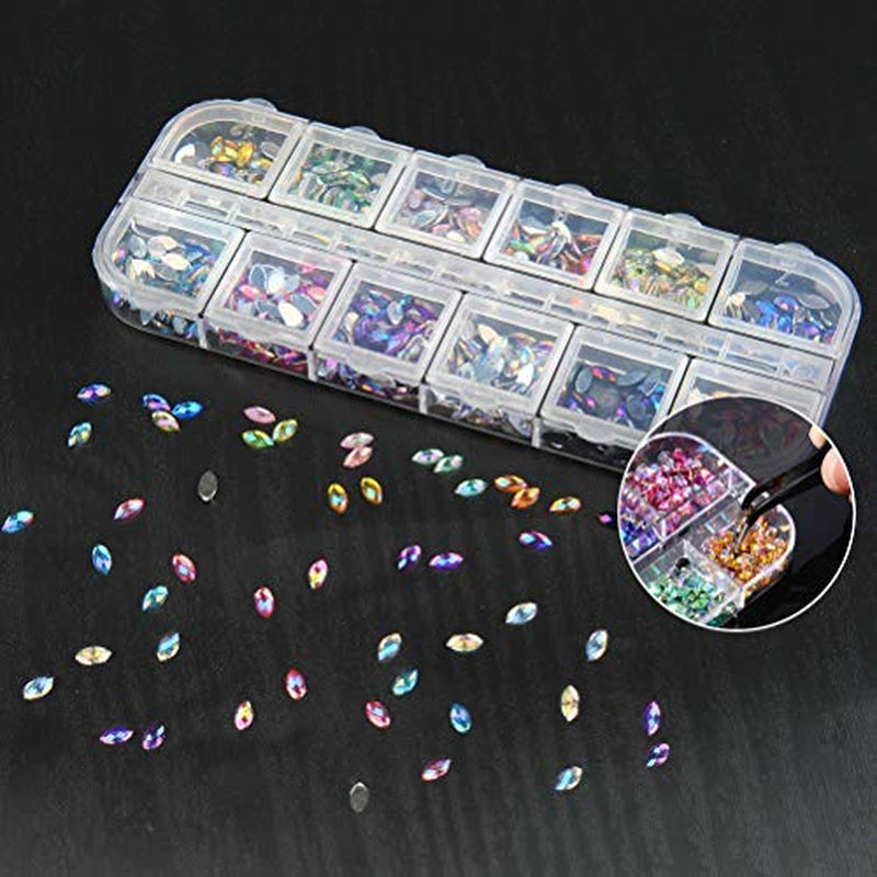 Nail Rhinestones med prikkeværktøj, 3D-negledekoration, negleglitterstensæt, neglekunstglitter, negletilbehør Negledesign med pincet
