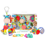 Playgro Clip Clop Sensory Garden Activity Gavepakke - Sensorisk havelegetøj til babyer fra 0 måneder - Interaktivt legetøj med rangler, bider og klapvognsven - 4 stk.