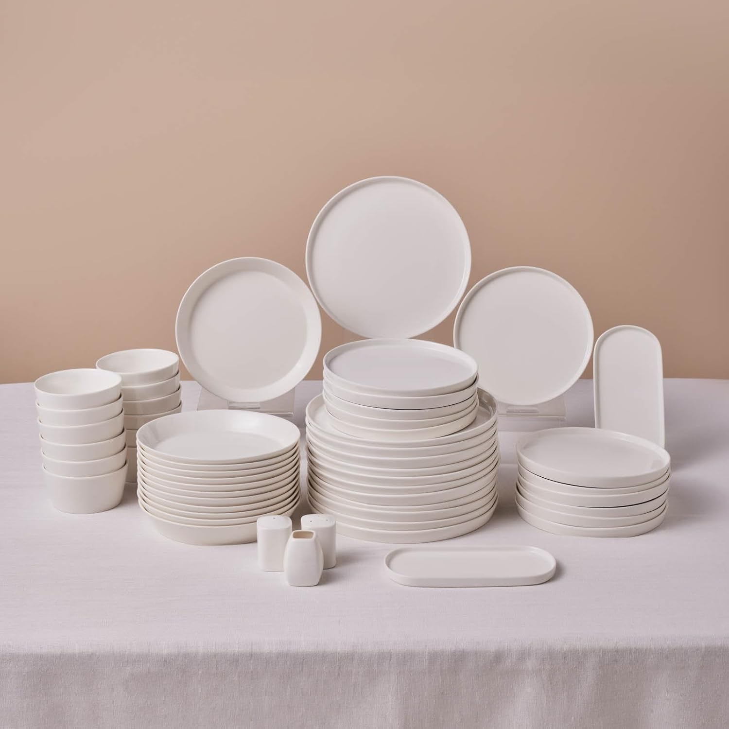 Karaca Stream Bone Bomo 12-personers servisesæt Elegant firkantet tallerkensæt Elegant hvidt porcelænsstel