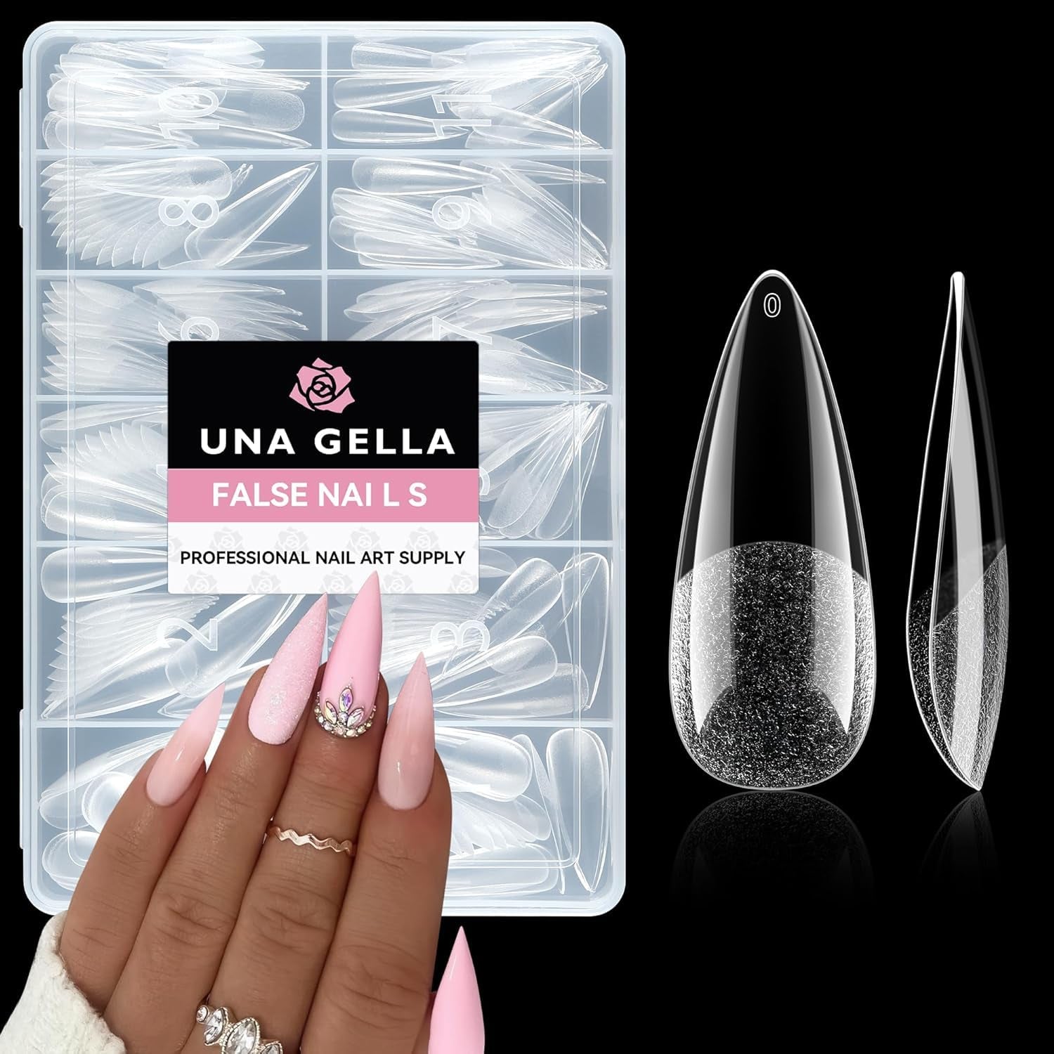 Ballerina Gel Neglespidser 216 stk. 12 Størrelser Soft Gel Negle Tips Full Cover Negle Extension Sæt Semi Matt DIY Home Art