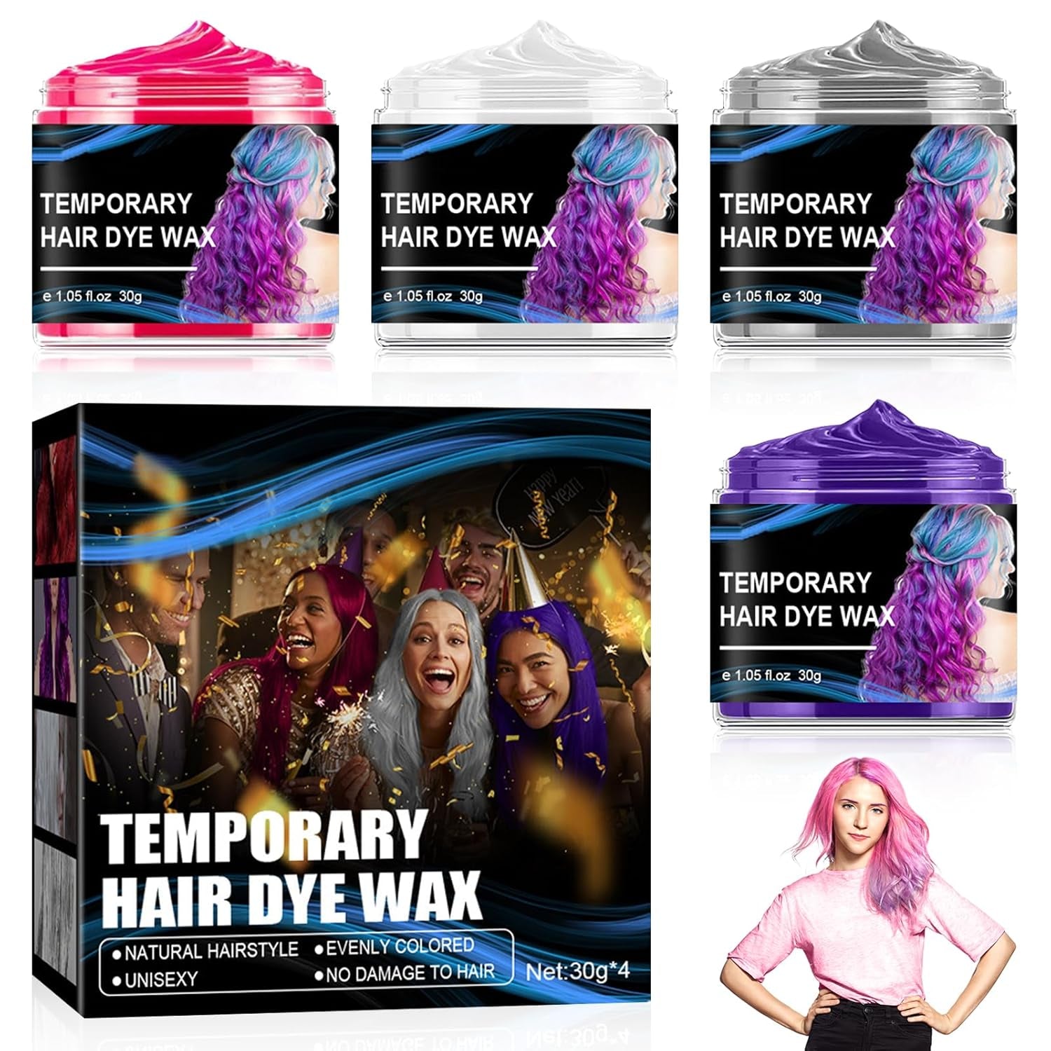 Halloween Midlertidig Hårfarve 4 Farver Hårfarve Voks Styling Hårtone For Mænd Kvinder Til Halloween Cosplay Fest Hårfarve Naty Shop Standardtitel