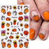 3D Autumn Nail Stickers Græskarblade Negle Stickers Geometrisk linje Blomster Negle Stickers Thanksgiving Day Design Negle Stickers Efterår Pumpkin Nail Stickers Negletilbehør Negle Art