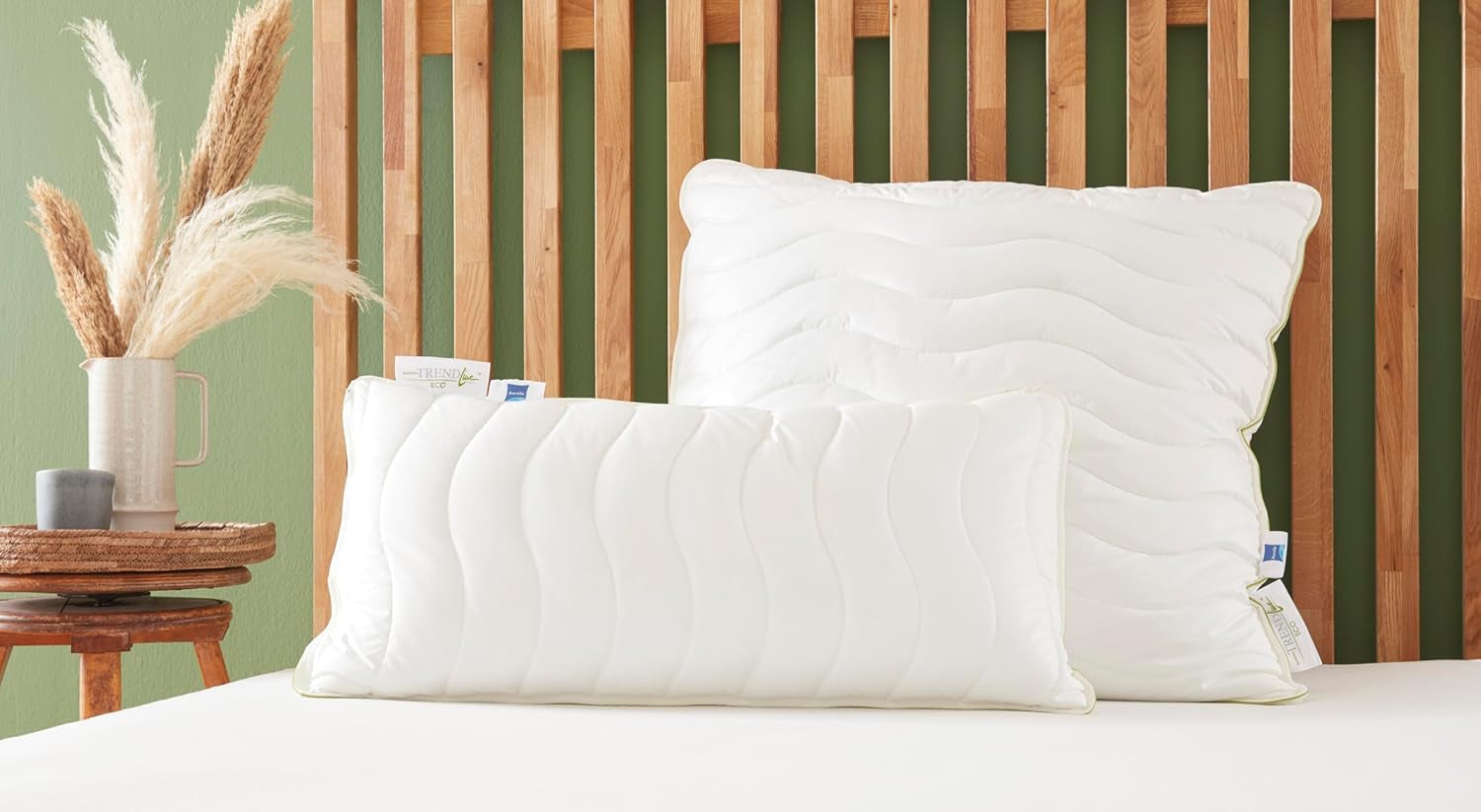Badenia Trendline Eco Pillow Aerelle Blue 80 X 80 Cm, hvid, Oeko-Tex certificeret, produceret efter den tyske kvalitetsstandard Naty Shop standard puder 80 X 80 Cm