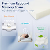 HOMCA Nakkepudepude, Memory Foam Ergonomisk pude 3D-kølepudebetræk til liggende, side- eller liggende stilling, 62 X 41 X 9,5/12,5 cm Cervikale ortopædiske puder Naty Shop