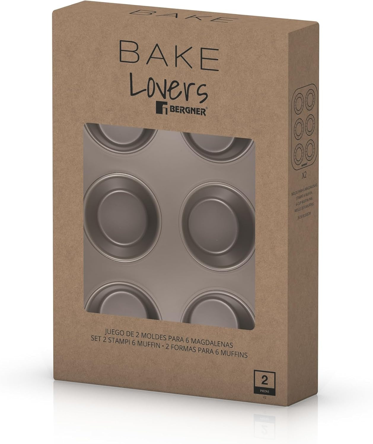 BERGNER BAKING LOVERS - Sæt Von 2 X 6 Kop Muffinformen - Kohlenstoffstahl Mit Ilag Essential, PFOA Frei, Leicht Zu Reinigen Forme og bakker til bagning Naty Shop