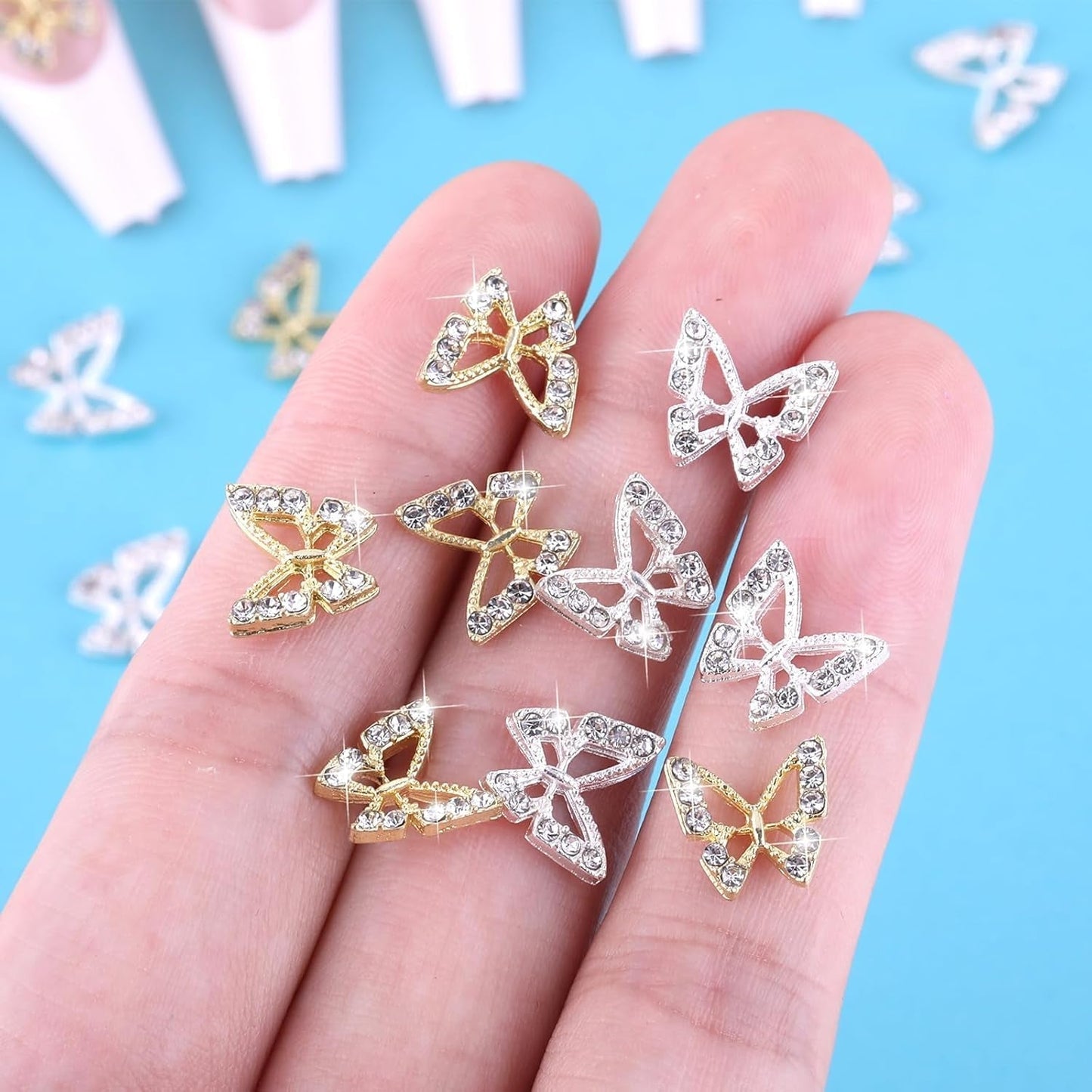 20 stk Glitter Butterfly Nail Charms, Nail Art Rhinestones, Nail Stones, Butterfly Nail Art, Rhinestones, Valentinsdag Nail Charms, DIY Mobiltelefon Case Decoration