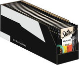 Vådfoder til katte Sheba Selection i portionsposer med kylling og oksekød i sauce 28x85g