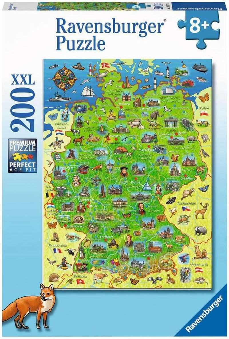 Ravensburger børnepuslespil - Farvekort over Tyskland - 200 brikkers puslespil for 8+ år Puslespil Naty Shop Standardtitel