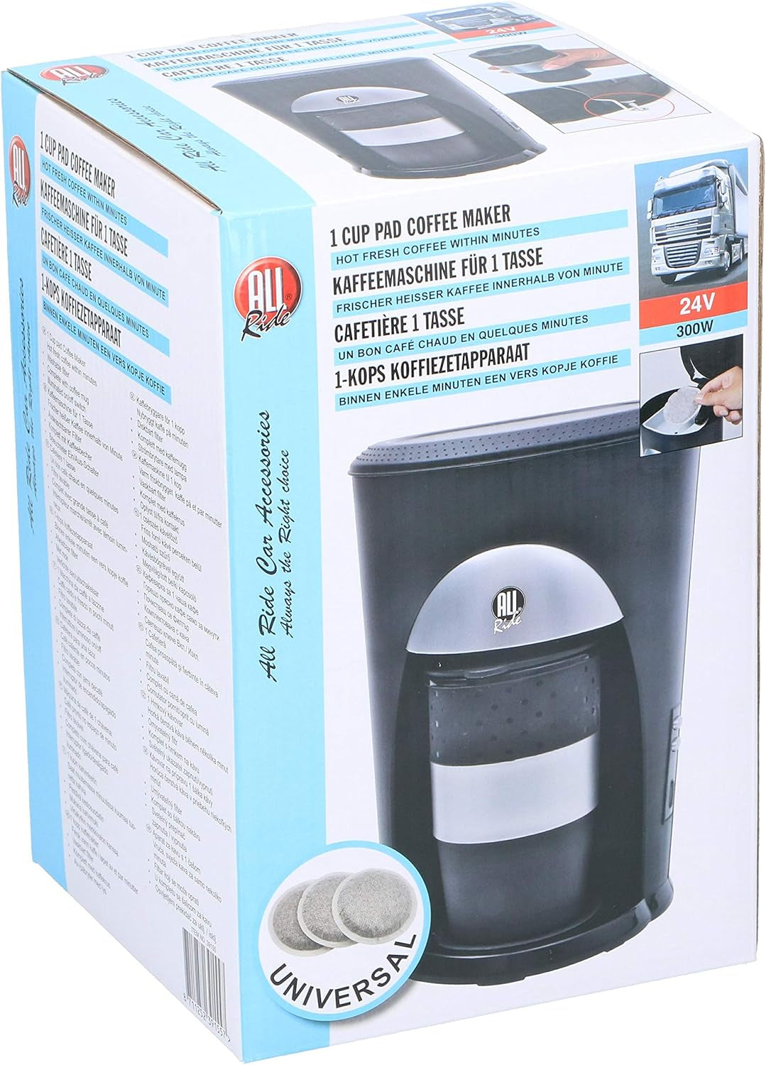 Espresso - Kaffe - Takeaway kaffe - Car Truck 24V - Aktiva 300W - Pad til 1 kop - inkl. kop