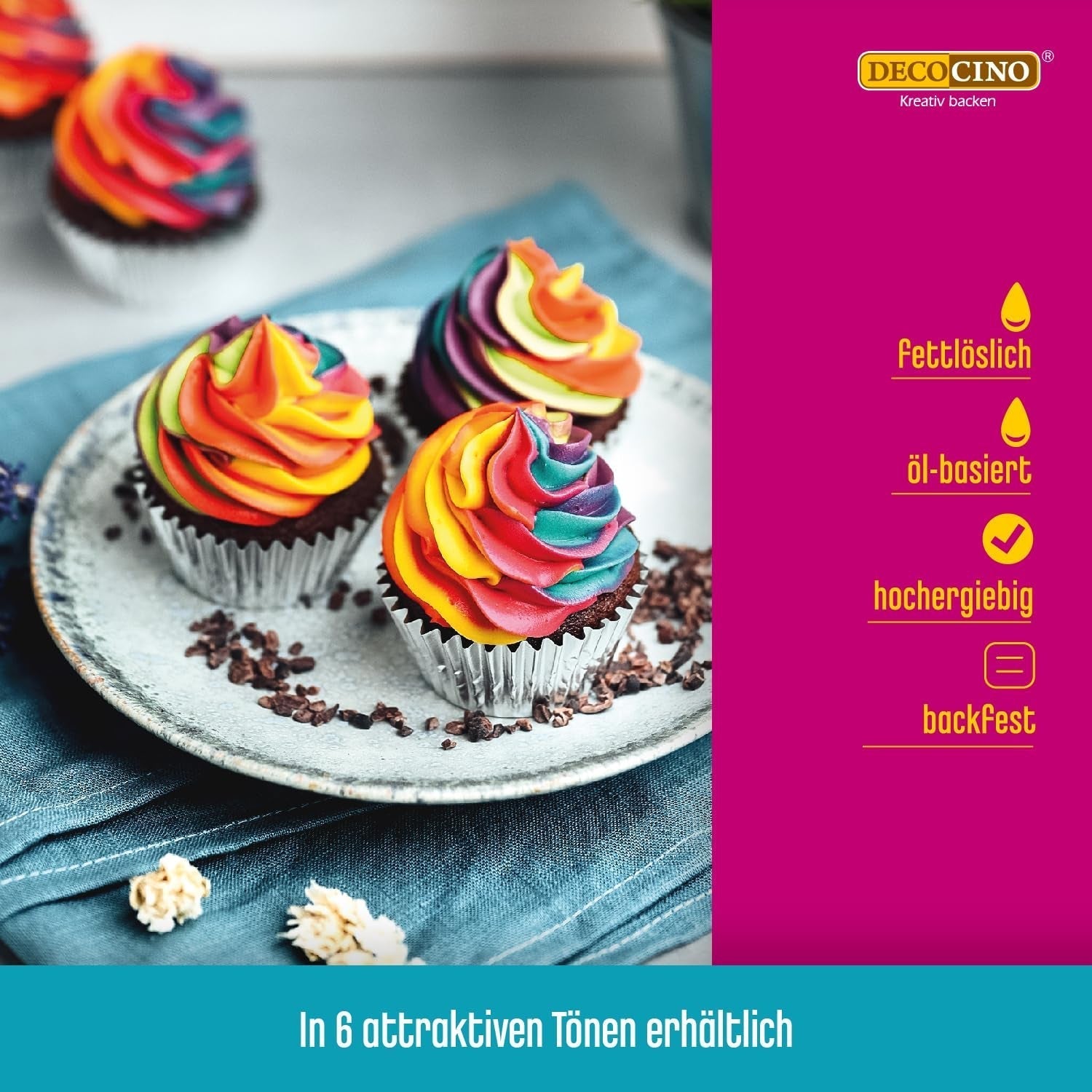 DECOCINO Rød fedtopløselig farvepasta - 15 g - Oliebaseret madfarve, ideel til farvning af chokolade, smørcreme, fondant eller småkagedej (pakke med 3)