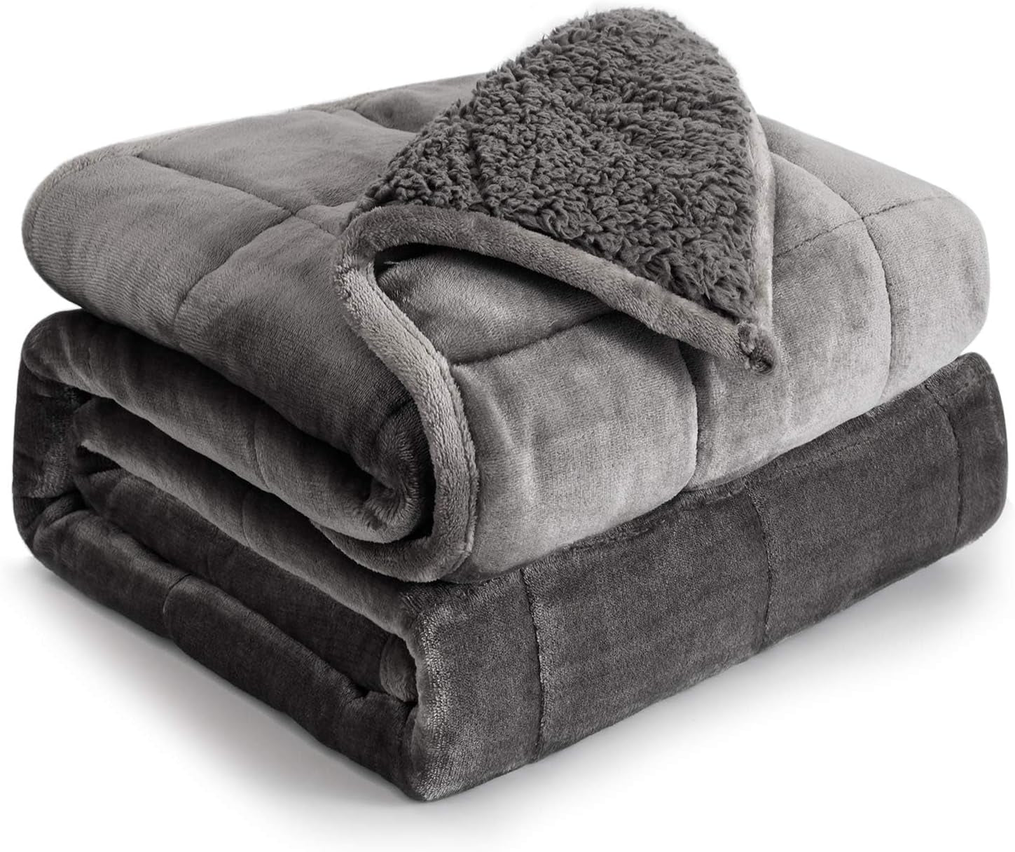 Bomuldsblå vægtet tæppe 6,8 kg Queen Size flannel Shaggy Sherpa vægtet tæppe til voksne Komfortable vægtede tæpper til beroligende og afslappende tunge dyner 152,4 X 203,2 Naty Shop Grå 60 X 80 15 Lb dyner og dyner