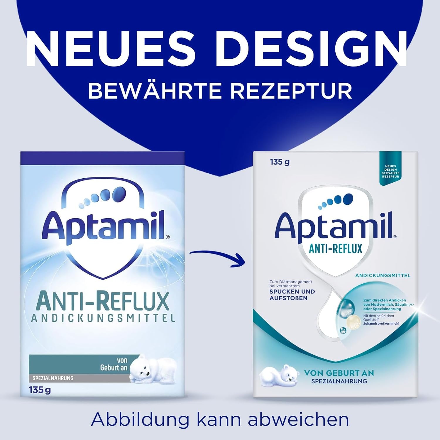 Aptamil Anti-Reflux - Komplet formel fra fødslen Diætstyring Opkastning og opstød Babymad mælkepulver 6 x 135g