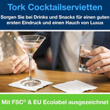 Tork Cocktail hvide servietter, 1/4-fold, 2-lags, 24 cm × 24 cm, 200 servietter, 477534
