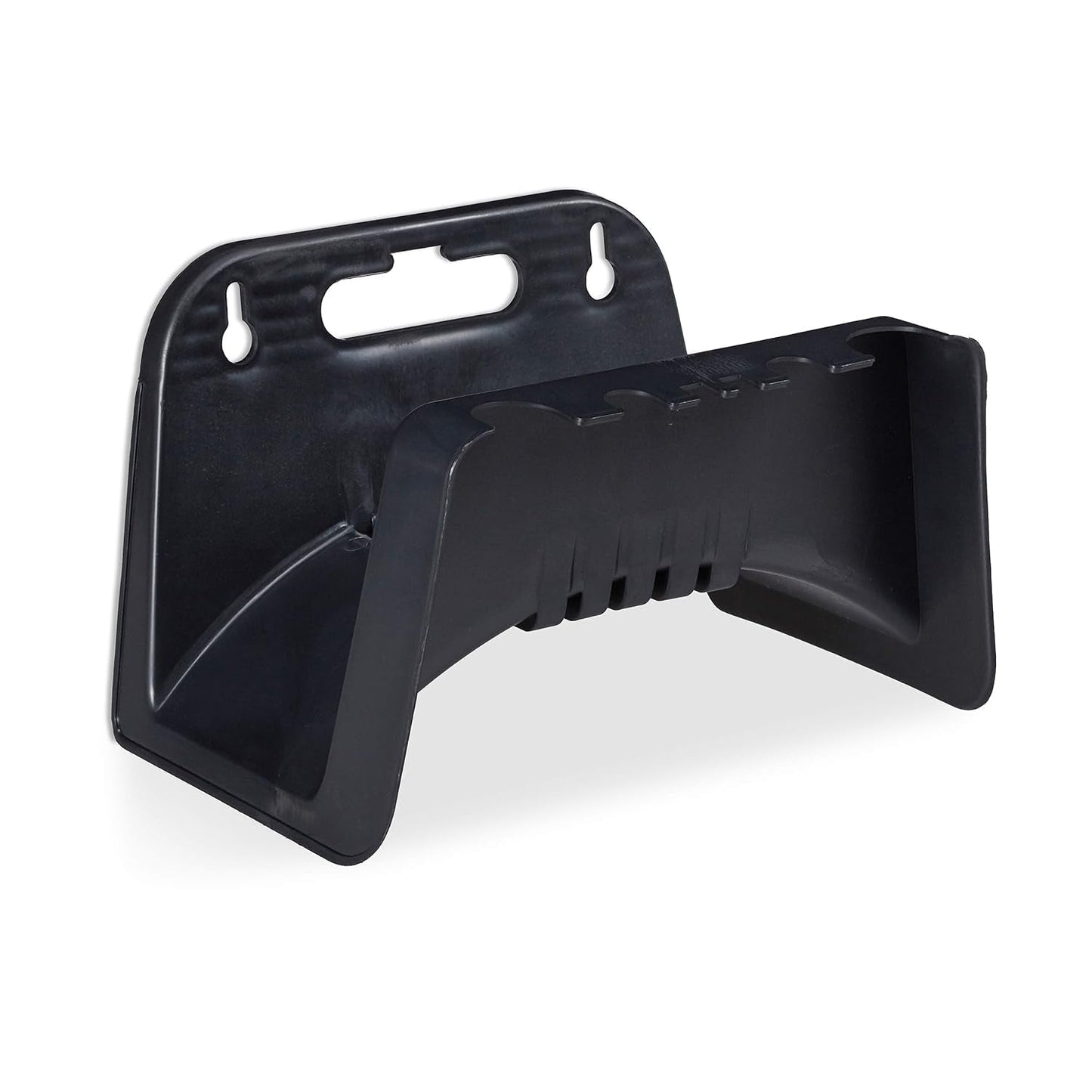 Relaxdays Slangeholder, Plast Vægmonteret Slangeholder, Haveslangeophæng, Højde 14 x 24 x 16 cm, Sort