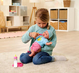 Simba 105010964 - Laura Hungry blød dukke med sut, trylleske, forsvindende flaske og tallerken, 38 cm, babydukke til børn fra 2 år