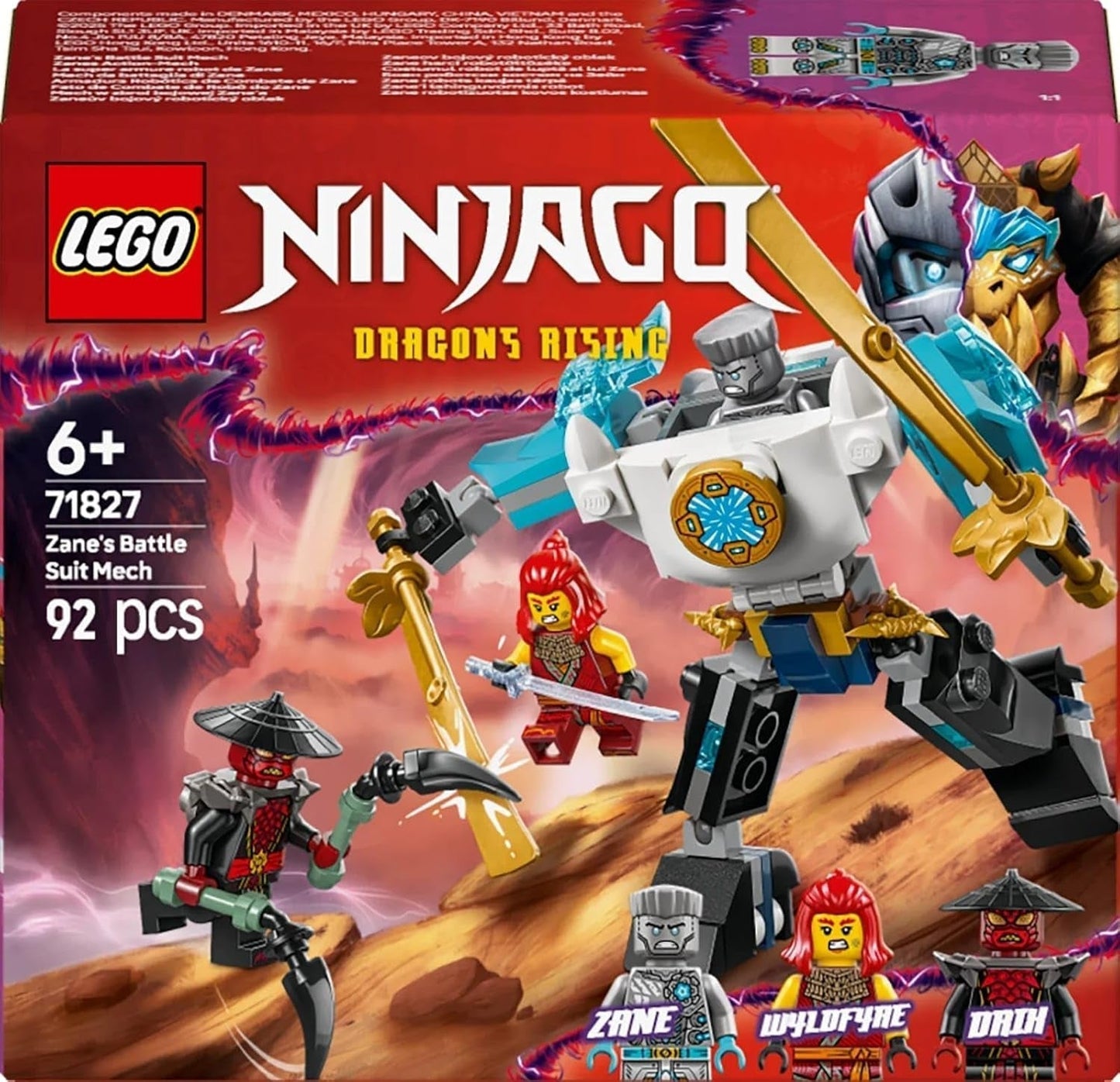 LEGO NINJAGO Zanes Action Mech - Ninja legetøj med 3 minifigurer til rollespil - Lille sæt til at bygge og lege til børn - Gaveidé til drenge og piger fra 6 år 71827 Byggesæt Besuche den LEGO-Store