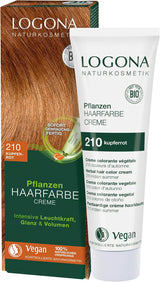 LOGONA Natural Cosmetics Plant Hårfarve Creme 240 Nougat Brun Naturlig Henna Brun Hårfarve Creme Brune toner Mørk hårfarve 150ml Naty Shop Hårfarve 210 Kobberrød [Indian Summer]