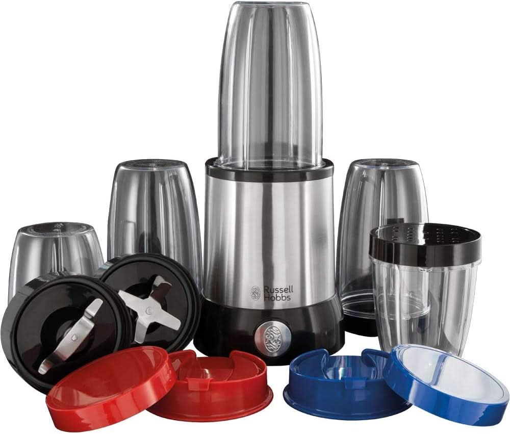 Russell Hobbs Mixer [Multifunktions- Standmixer] Nutriboost (Inkl. 5 Bpa-Freie Und Spülmaschinengeeignete Behälter + Deckel, 22.000 U/Min, 0,9 Ps-Motor) Elektrisk, Smoothie-Maker 23180-56 Kitchen Naty Shop