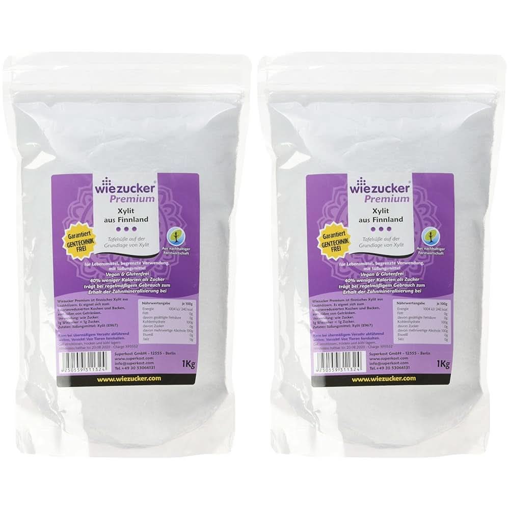 Originalt birkesukker fra Finland, 1 Kg Sødemidler Naty Shop 2 x 1 Kg Single