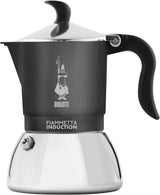 Bialetti Fiammetta induktionskaffemaskine, 2 kopper (100 ml), velegnet til alle typer kogeplader, elegant design, sort