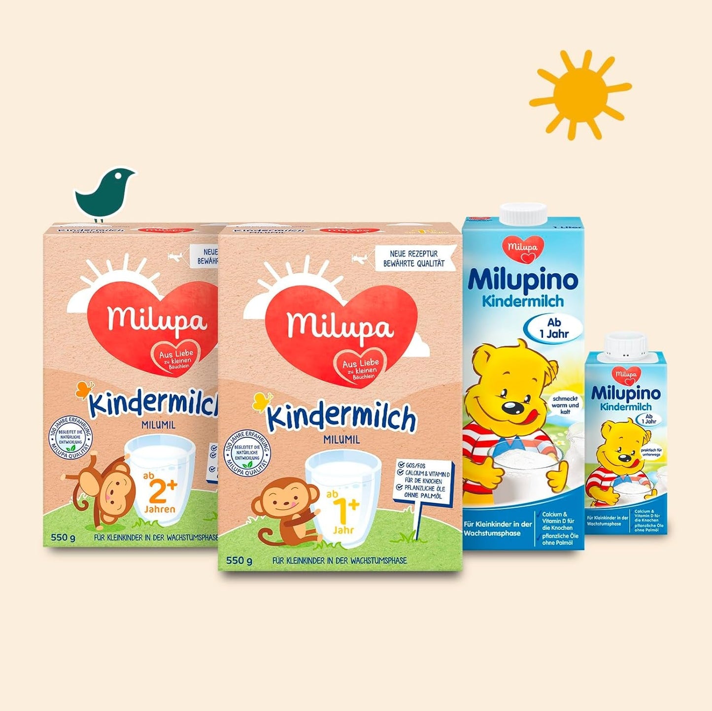 Milupa Milupino Drikkeklar vækstmælk (6x1L), fra 1 år, til små børn i vækstfasen