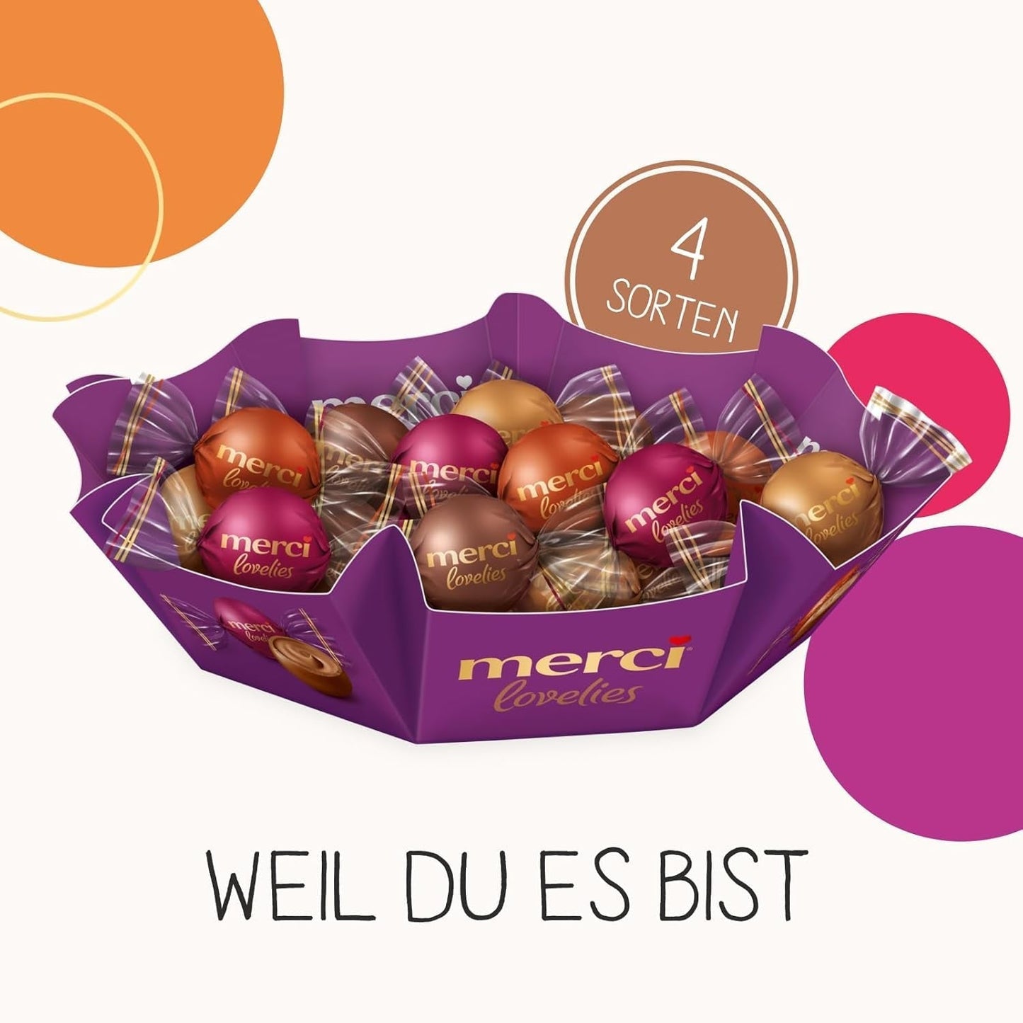 Merci Lovelies Creamy – 185 gram – Pralinblanding med Naty Shop fyldte chokoladespecialiteter