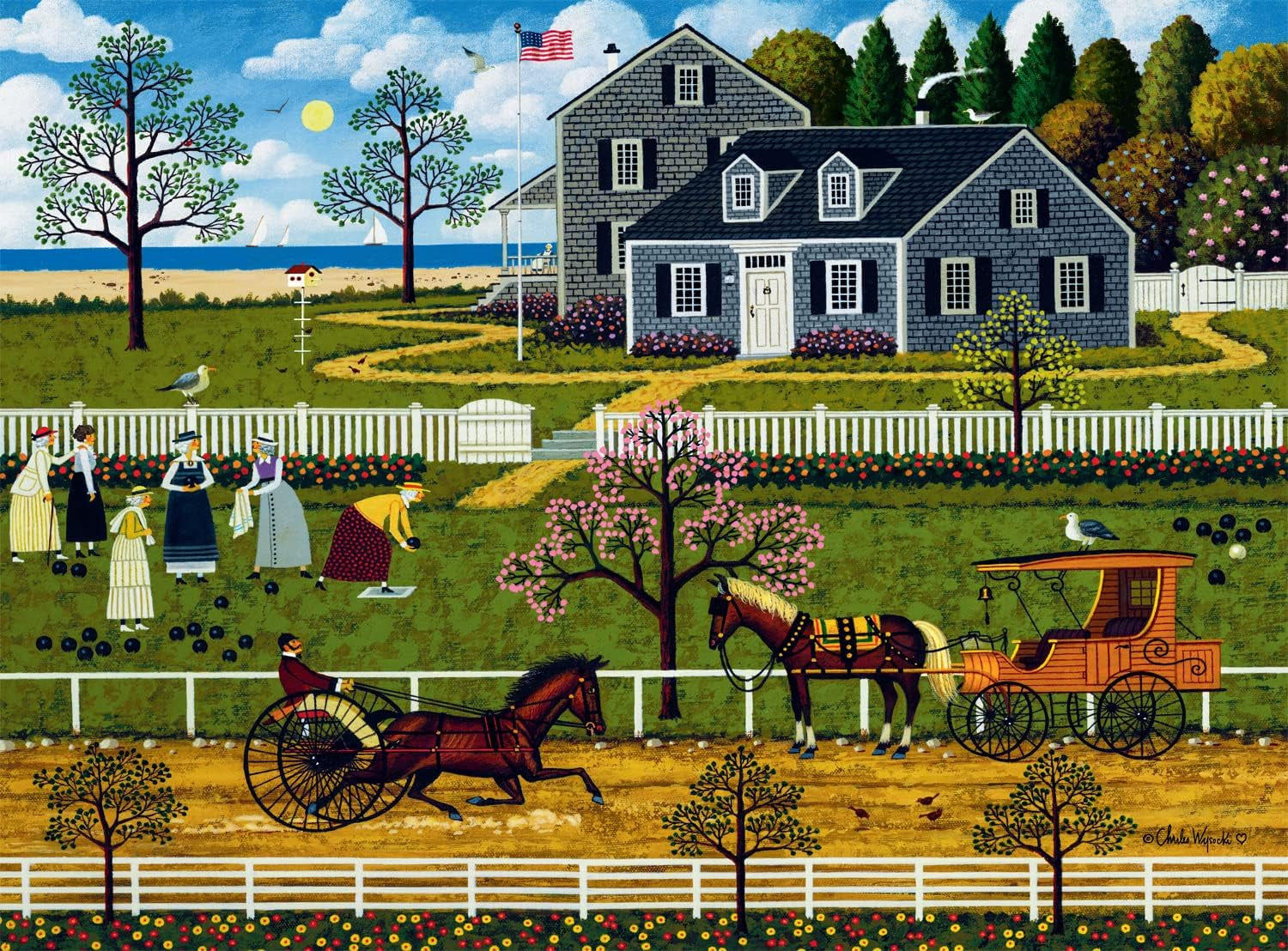 Buffalo Games - Charles Wysocki - Boccia damer fra Marthas Vineyard - puslespil 1000 brikker Puslespil Naty Shop Charles Wysocki