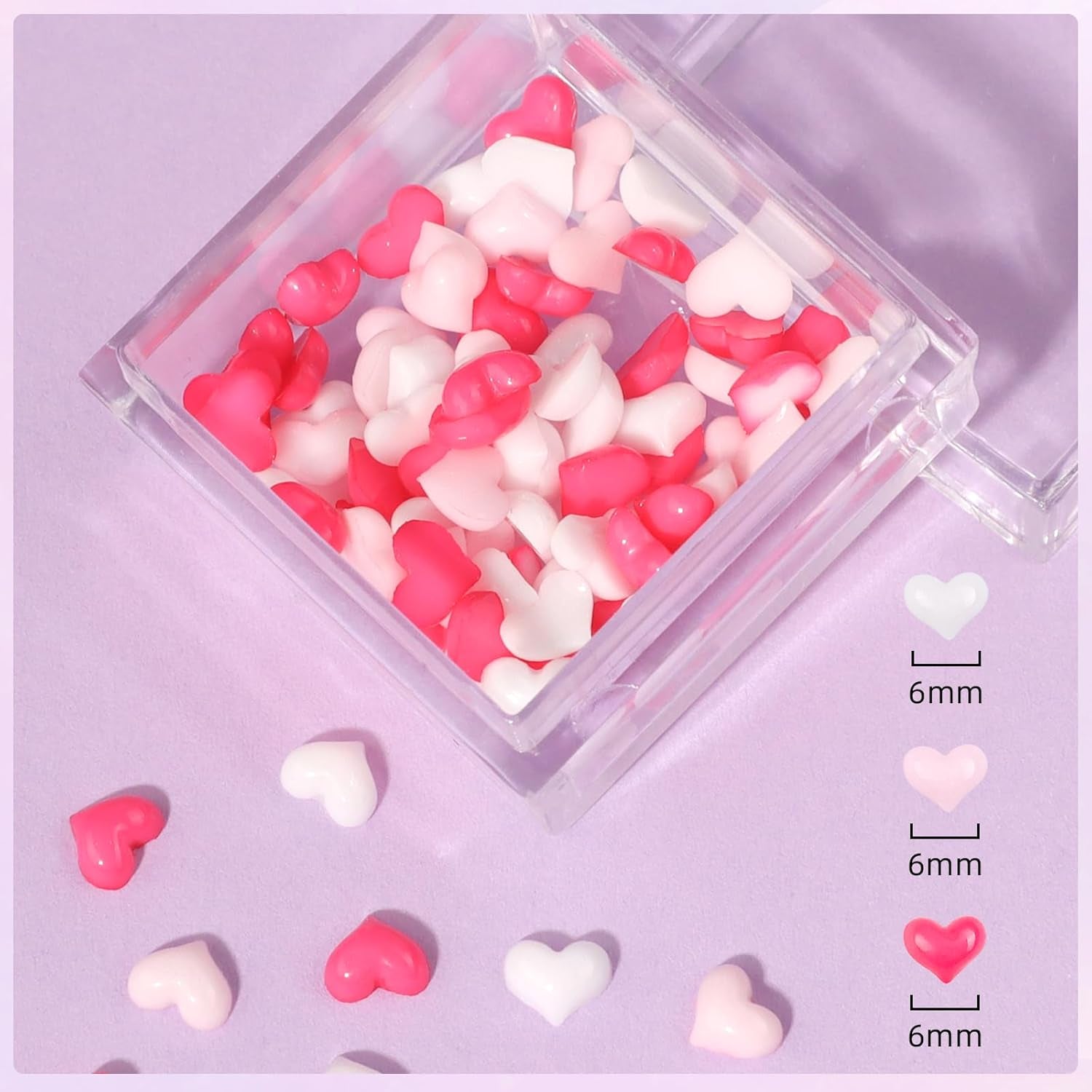 Makartt Rhinestone selvklæbende gel - 15 ml UV-neglelimsæt med lyserøde negle charms Hjertecirkel neglesmykker og negledesigntilbehør til hjemmemanicure Valentinsdagsgave